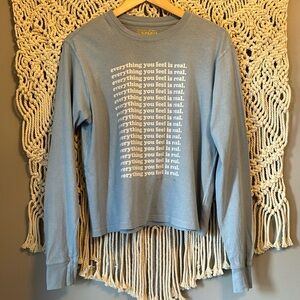 Spiritual Gangster Blue "everything you feel is real" Long Sleeve T-Shirt Top
